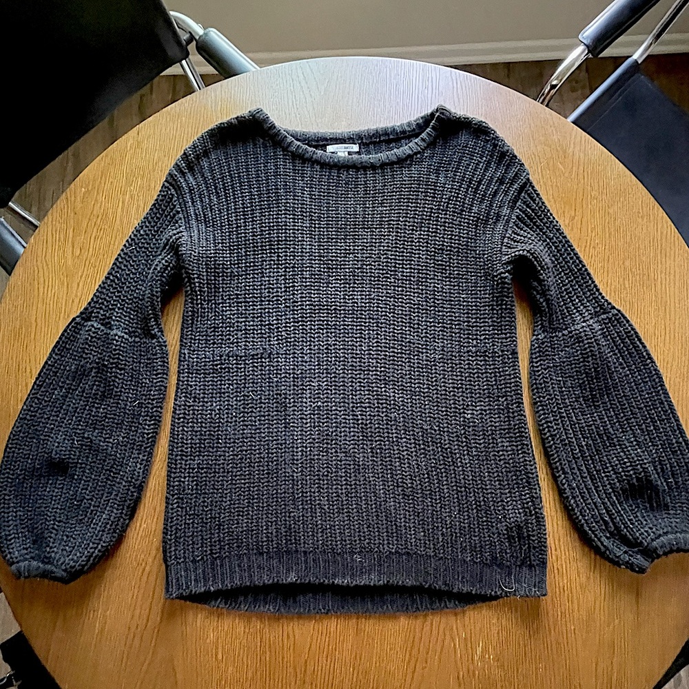 Amuse Society Black Balloon Sleeve Sweater